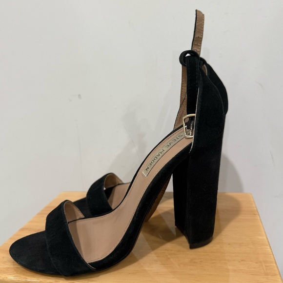 Steve Madden Black Suede Block Heels - Picture 1 of 6
